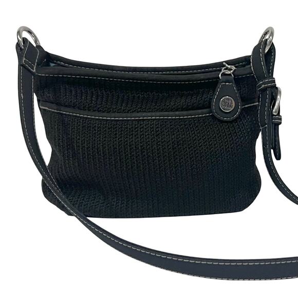The Sak Purse Black Crochet Crossbody Bag Classic  Slim Zipper 7x7” Style 4516 - Picture 4 of 13